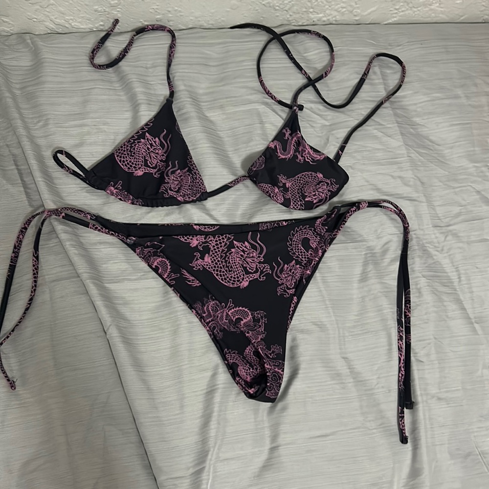 Black and purple dragon bathing suit